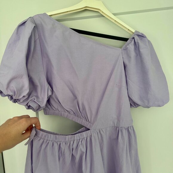 Purple Asymmetrical Dress with Side Cutout - Picture 4 of 5